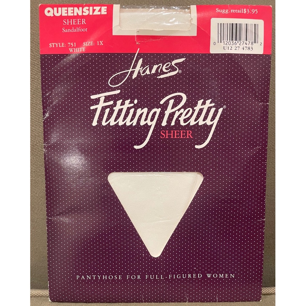 Hanes Fitting Pretty Sheer Sandalfoot Pantyhose White Size 1X Style 751 Vintage